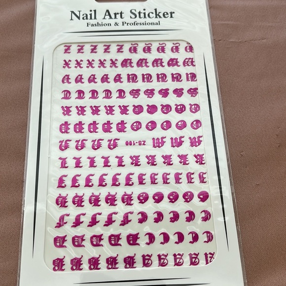 3/$10 NEW nail stickers art letters hot pink purple - Picture 2 of 3